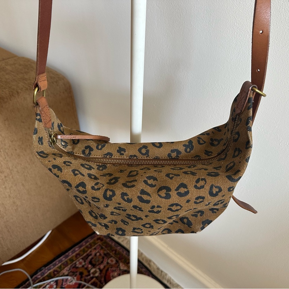 Madewell Leopard Print Crossbody Bag with Brown Strap